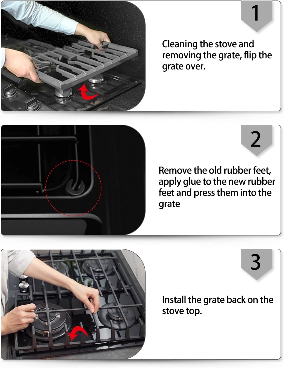 4 Pcs Rubber Grate Grommets for Gas Cooktop S7802