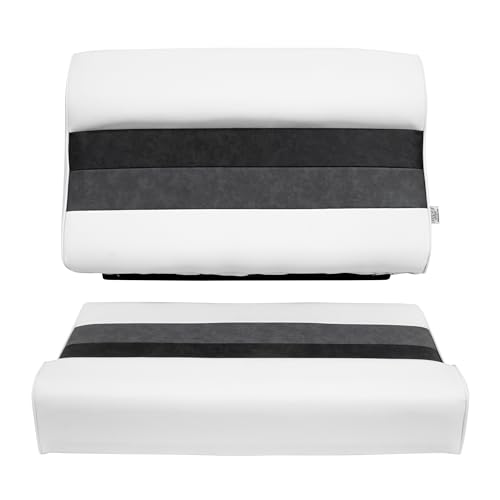 28" Pontoon Bench Seat Cushion Set, Grey/Navy/Blue X500