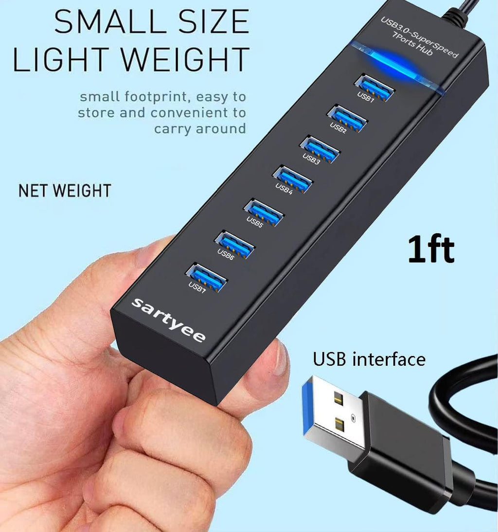 7 Port USB Hub Data Splitter Extender H1458