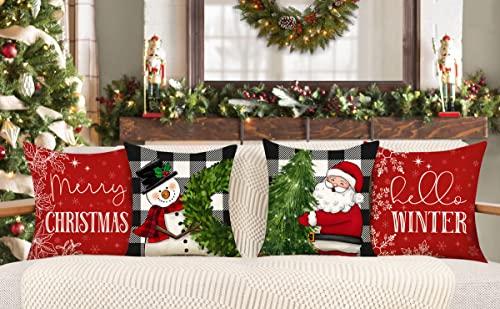 Red Christmas Pillow Covers 18x18 Set of 4 A314