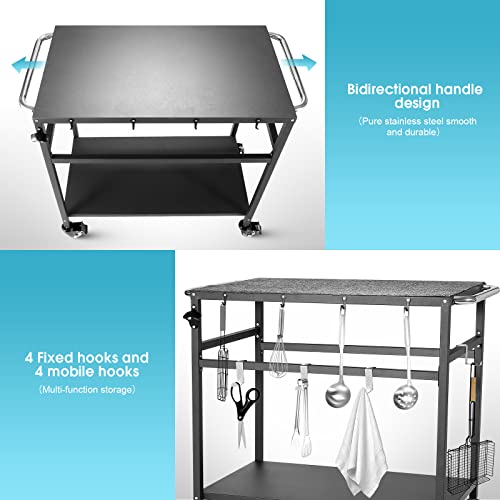 Outdoor Grill Table with Storage on Wheels Y141