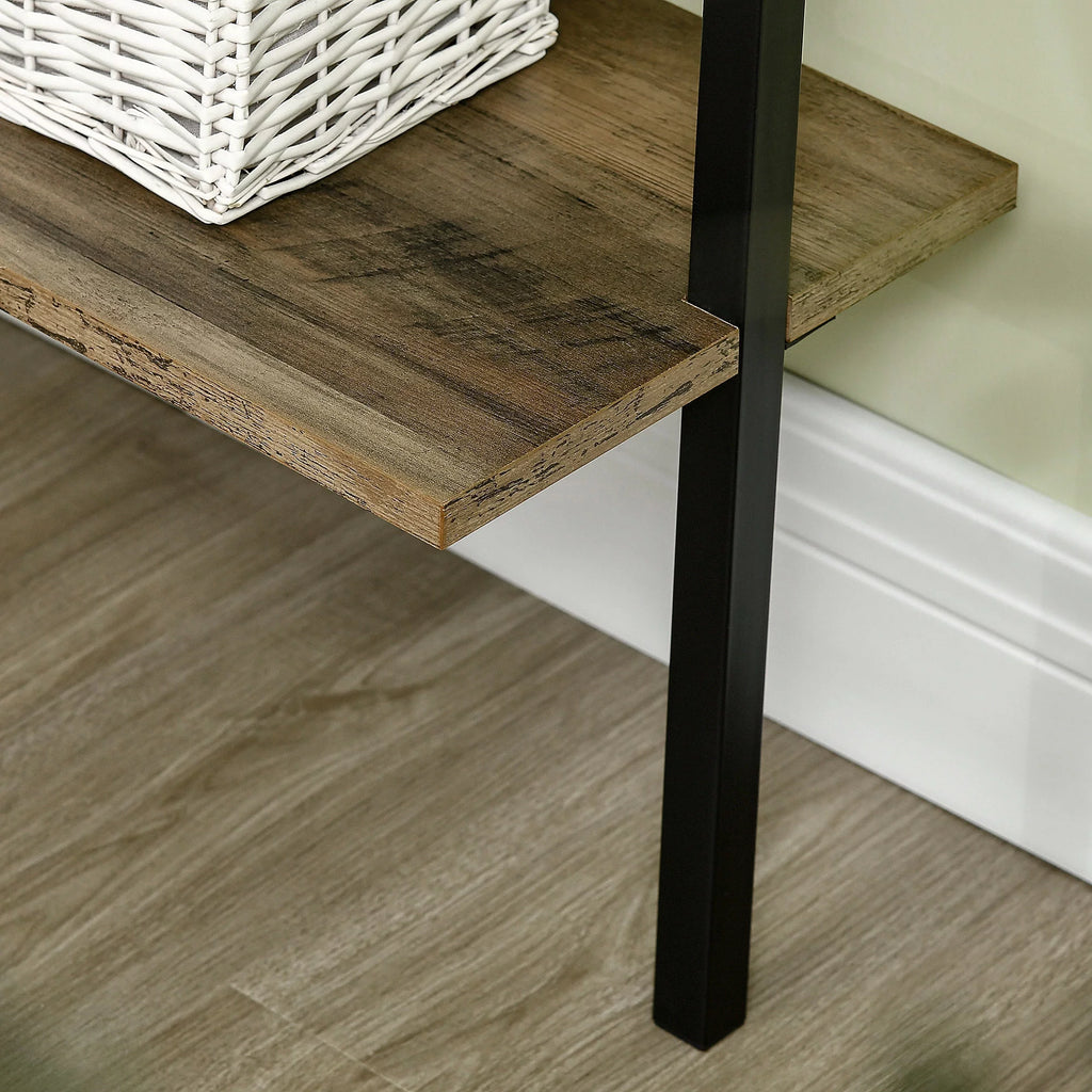 Brown 5 Tier Ladder Shelf with Metal Frame A652