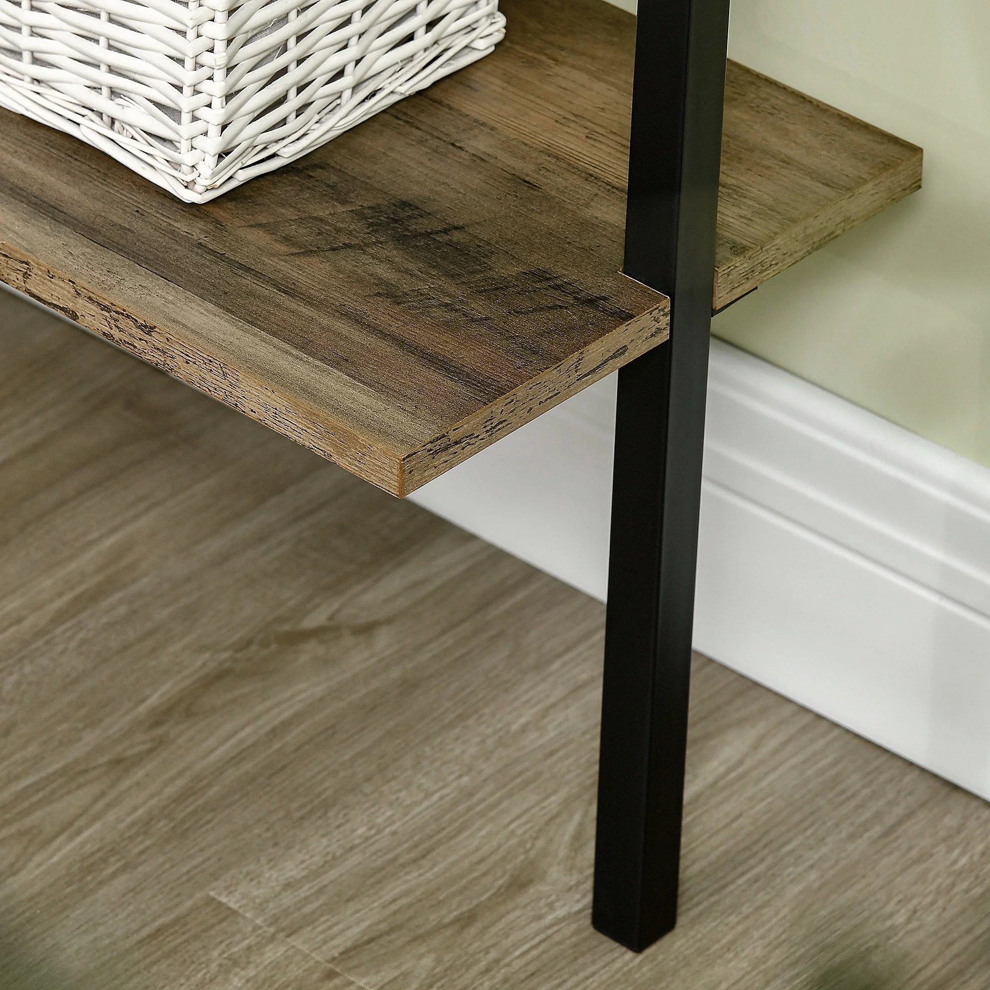 Brown 5 Tier Ladder Shelf with Metal Frame A652