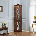 Walnut Corner Curio Cabinet with Glass Doors and Shelves B429047