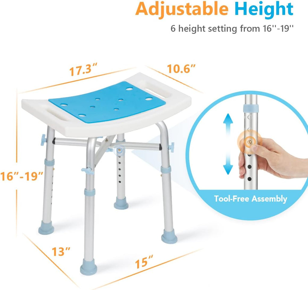 Upright Walker with 12” Pneumatic Wheel and Padded Bath Seat with 6 Height Adjustable Tube W735