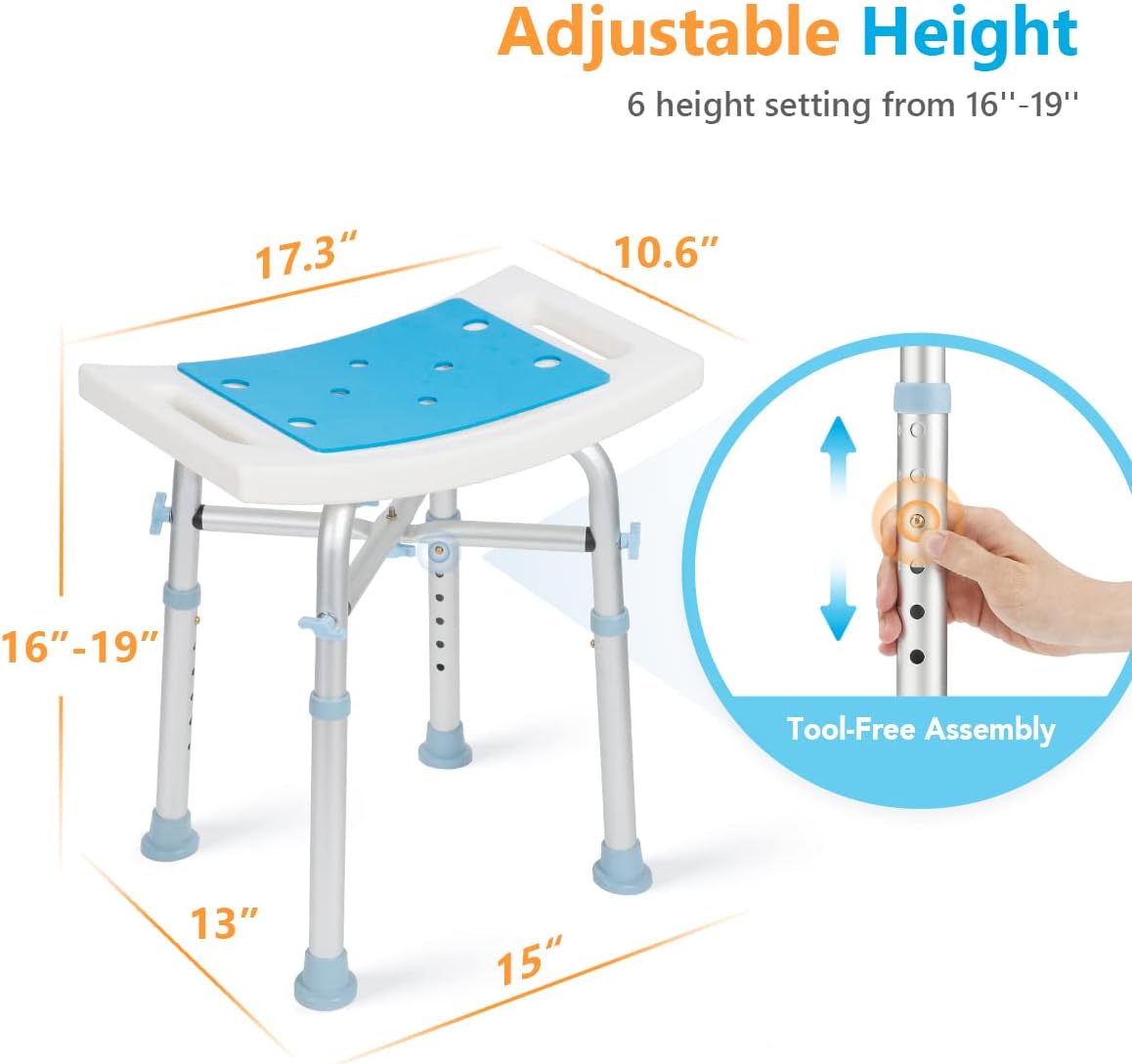 Upright Walker with 12” Pneumatic Wheel and Padded Bath Seat with 6 Height Adjustable Tube W735