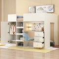 Gray Full Size Wood Loft Bed with Desk L82619