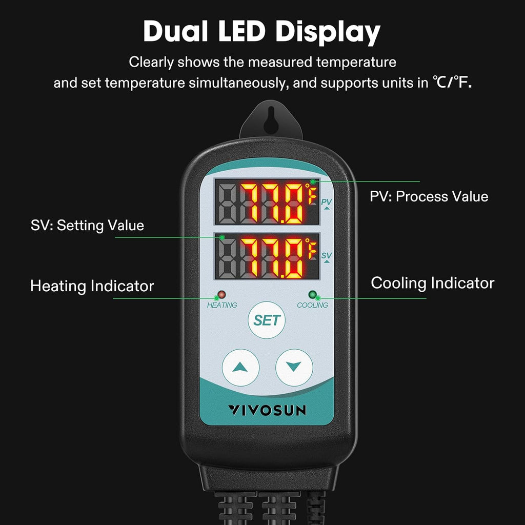 1500W Digital Temperature Controller Thermostat with Dual LED Display D572728