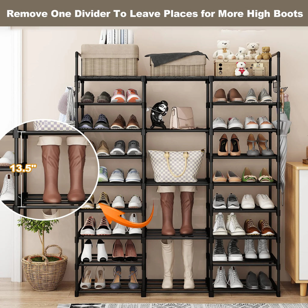 9 Tiers Metal Shoe Rack Storage Organizer Black F6559