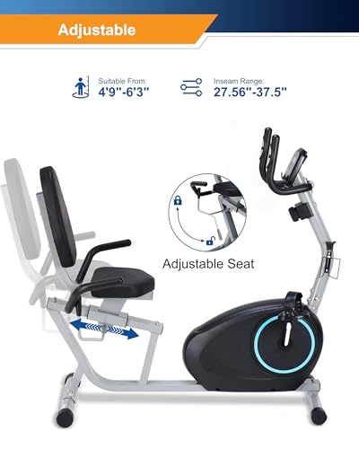 Recumbent Exercise Bike with 400LB Weight Capacity, Pulse Sensor, 16-level Resistance, LCD Monitor S2693