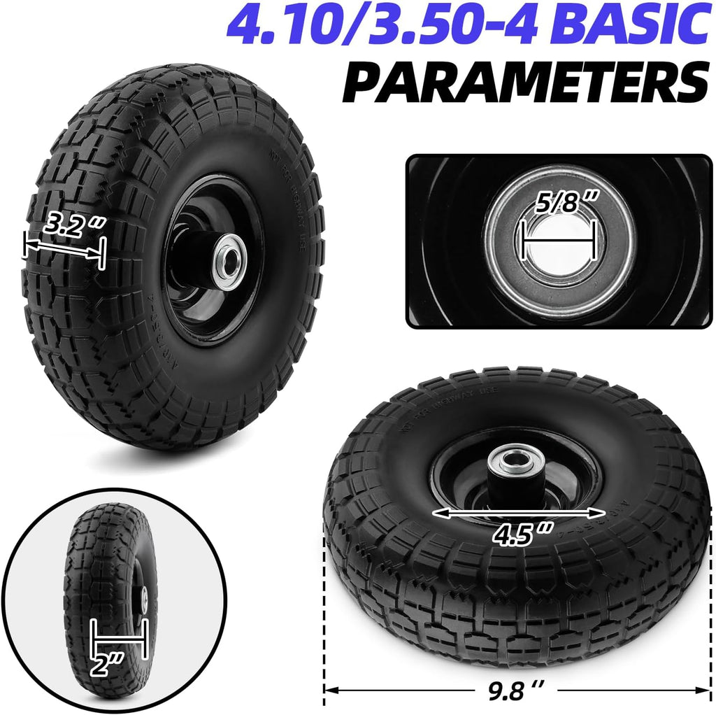 10" Flat-Free Black Replacement Tires 4 Pack C280