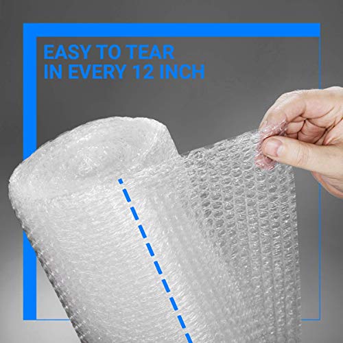 2-Pack Bubble Cushioning Nylon Wrap Rolls, 3/16" x 12" x 72' ft Total, Perforated Every 12", 20 Fragile Stickers C969
