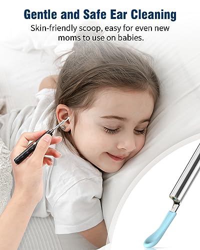 Ear Wax Removal Camera, 1296P HD, 8pcs Ear Set, Wireless WiFi Otoscope, 6 Lights, Rechargeable Earwax Removal Tool Kit (Black) I45507