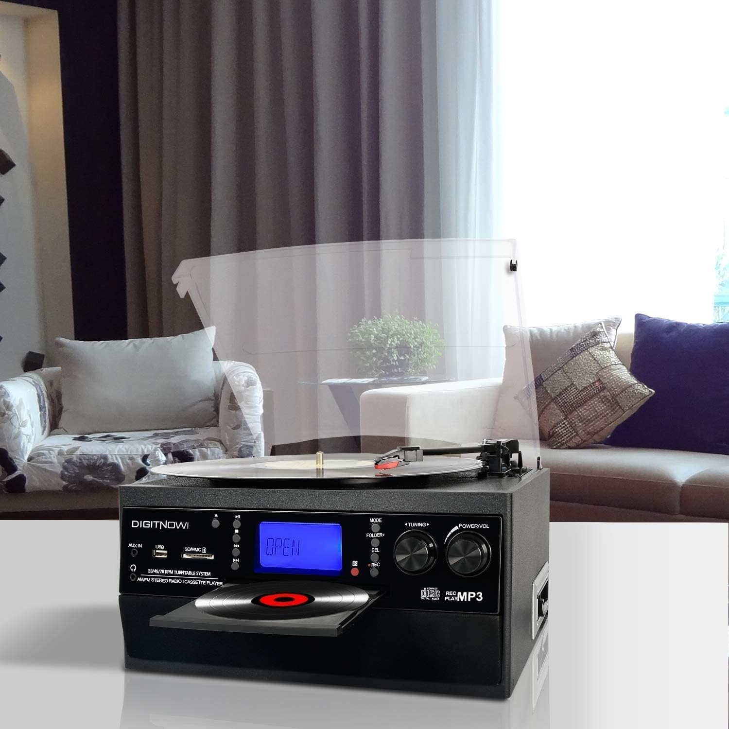 Bluetooth Record Player Turntable with Stereo Speaker G7954
