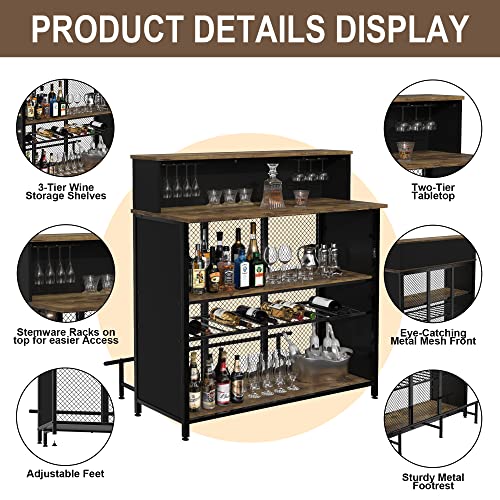 Brown Mini Bar Table with Storage and Footrest R835123