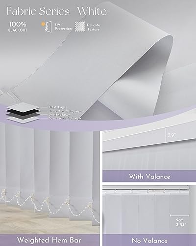Motorized Vertical Blinds Blackout Smart Vertical Blind Remote Control Track Slats Set H6592