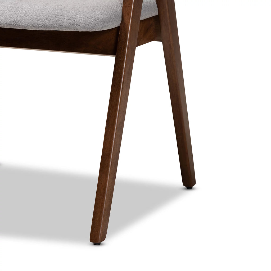Grey Fabric Upholstered and Walnut Brown Finished Wood 5-Piece Dining Set B705990