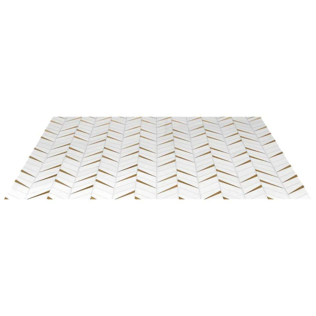 Polished Marble and Brass Wall Mosaic Tile F628187