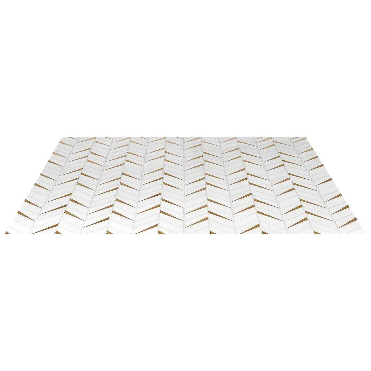 Polished Marble and Brass Wall Mosaic Tile F628187