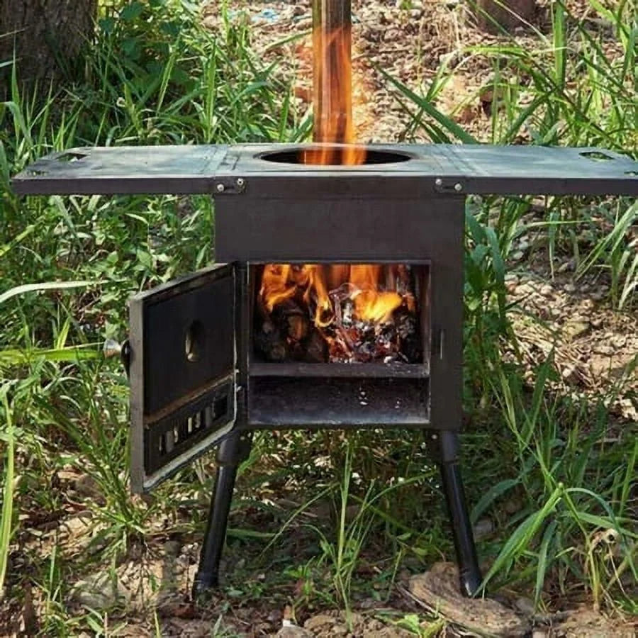 Portable Wood Burning Camping Stove with Chimney Pipe H4855