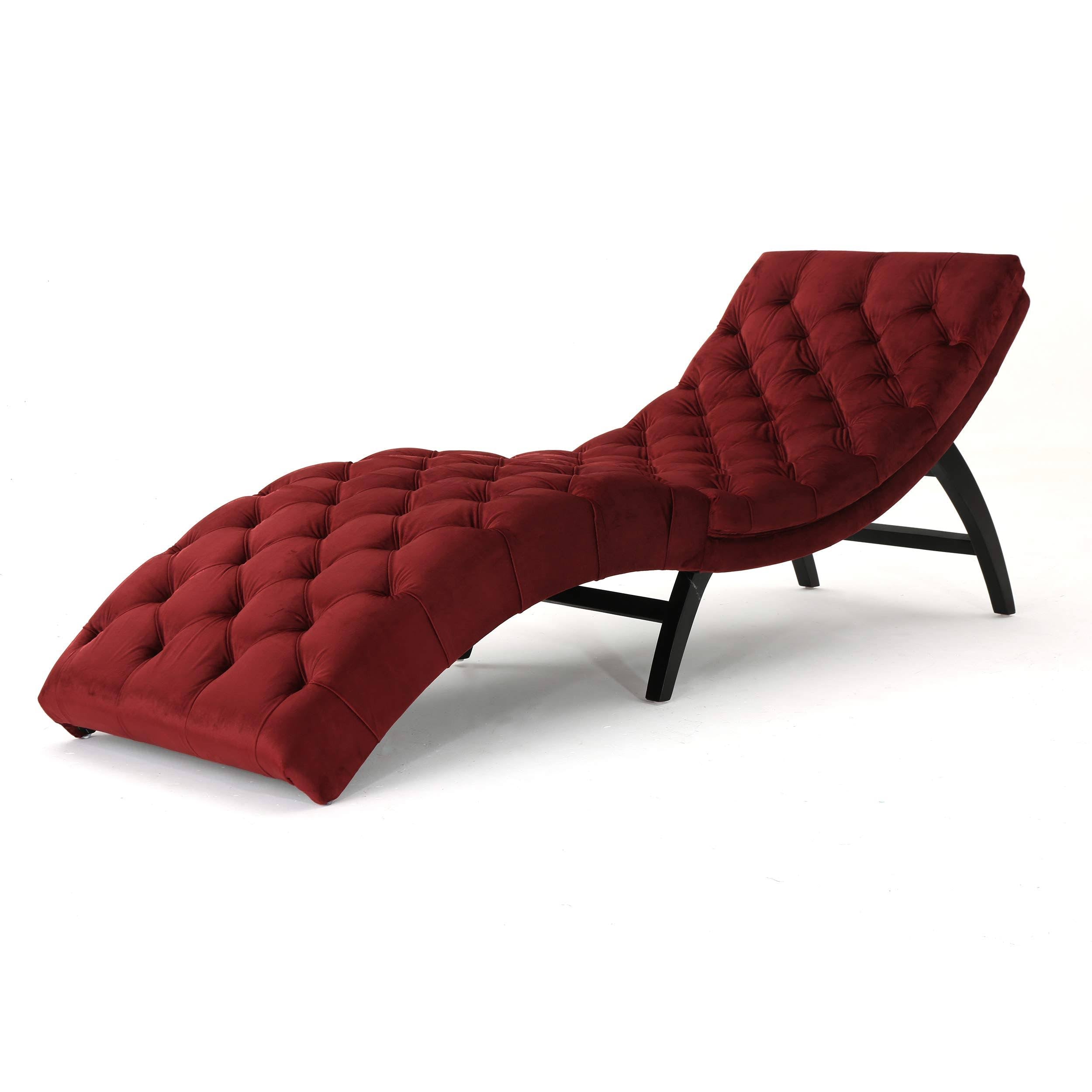 Garnet Brown Tufted Velvet Chaise Lounge C14357