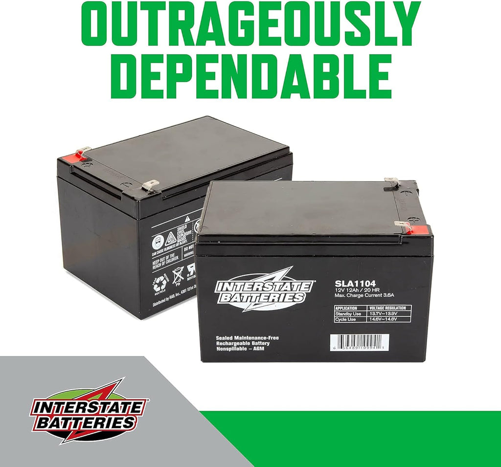 12V 12Ah Sealed Lead Acid Rechargeable SLA AGM Battery Pack of 2 W8538