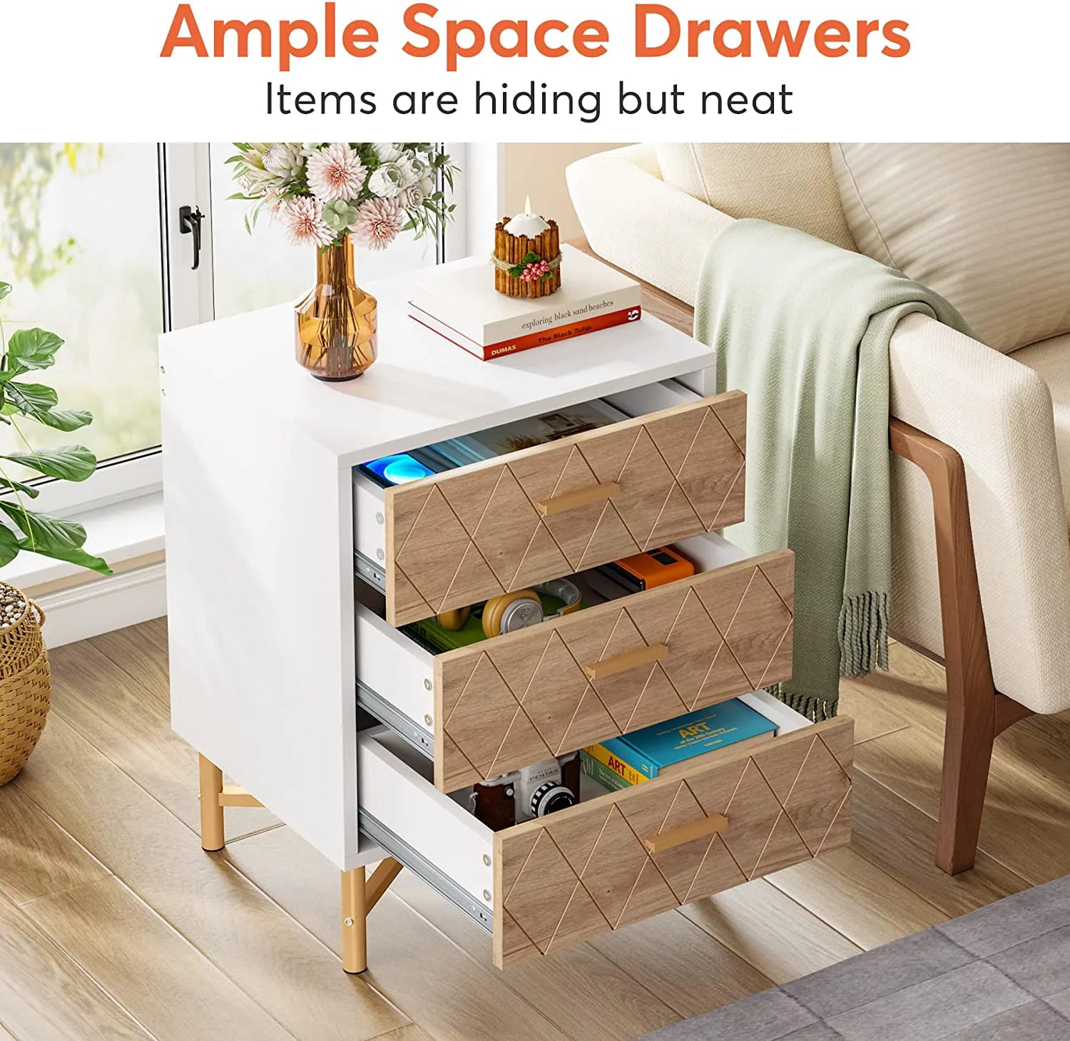 3-Drawer Nightstand Set of 2 L74531