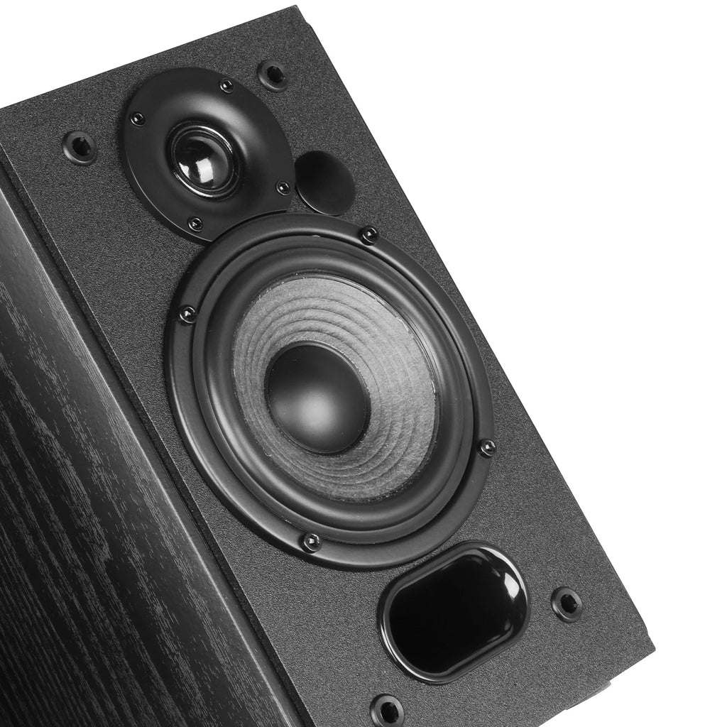 Black Powered Bookshelf Speakers, 2.0 Stereo Active Near Field Monitors, 42 Watts RMS W73902