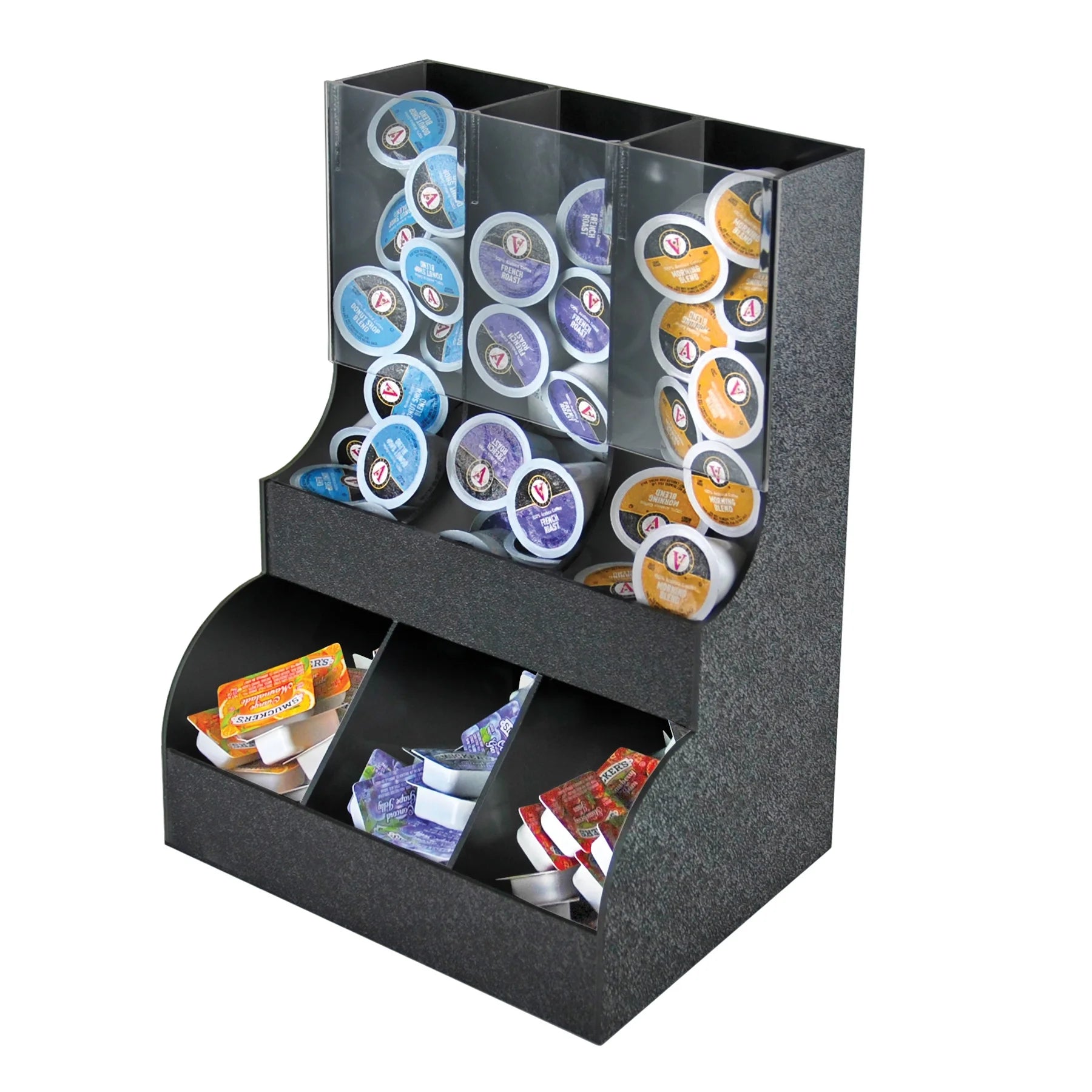 Black Six Compartment Two-tiered Condiment Organizer E399859