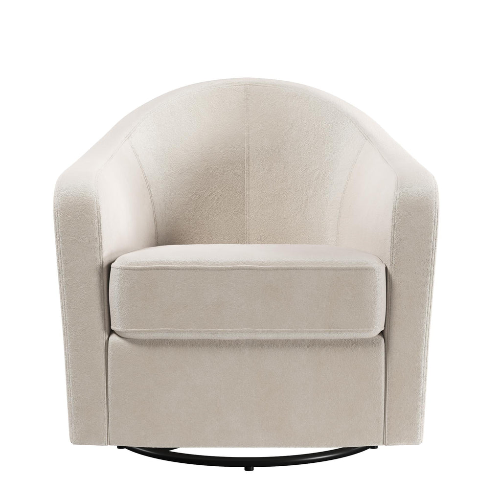 Ivory Velvet Curved Accent Chair S3584