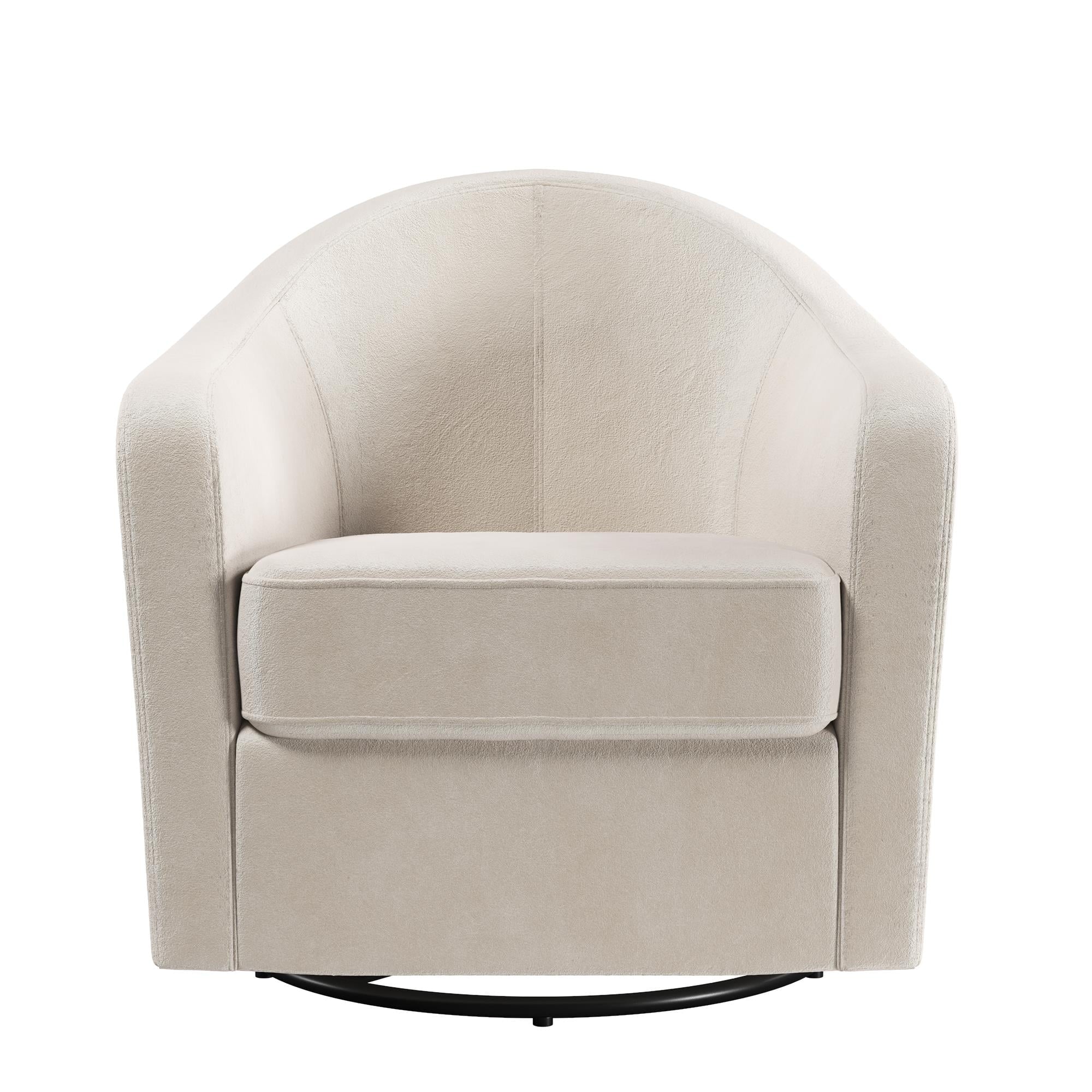 Ivory Velvet Curved Accent Chair S3584