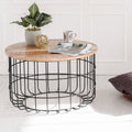 Black and Natural Wood Cage Coffee Table Q53123
