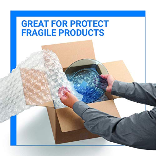 2-Pack Bubble Cushioning Nylon Wrap Rolls, 3/16" x 12" x 72' ft Total, Perforated Every 12", 20 Fragile Stickers C969