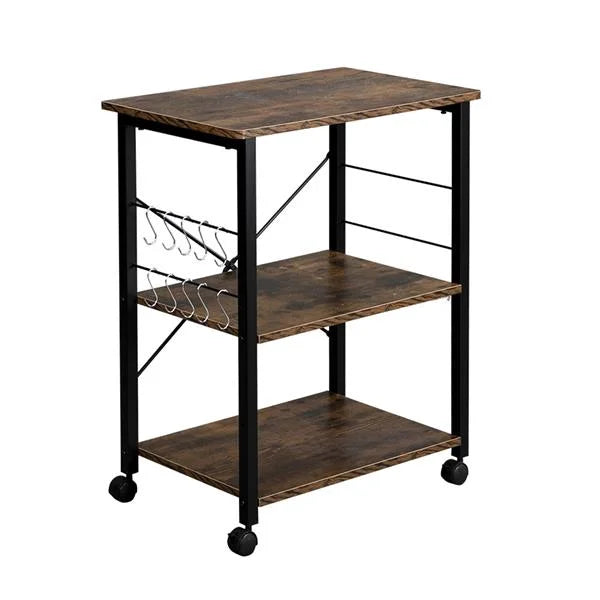 3-Tier Kitchen Utility Microwave Oven Stand Storage Cart Shelf Black Metal Frame C3624