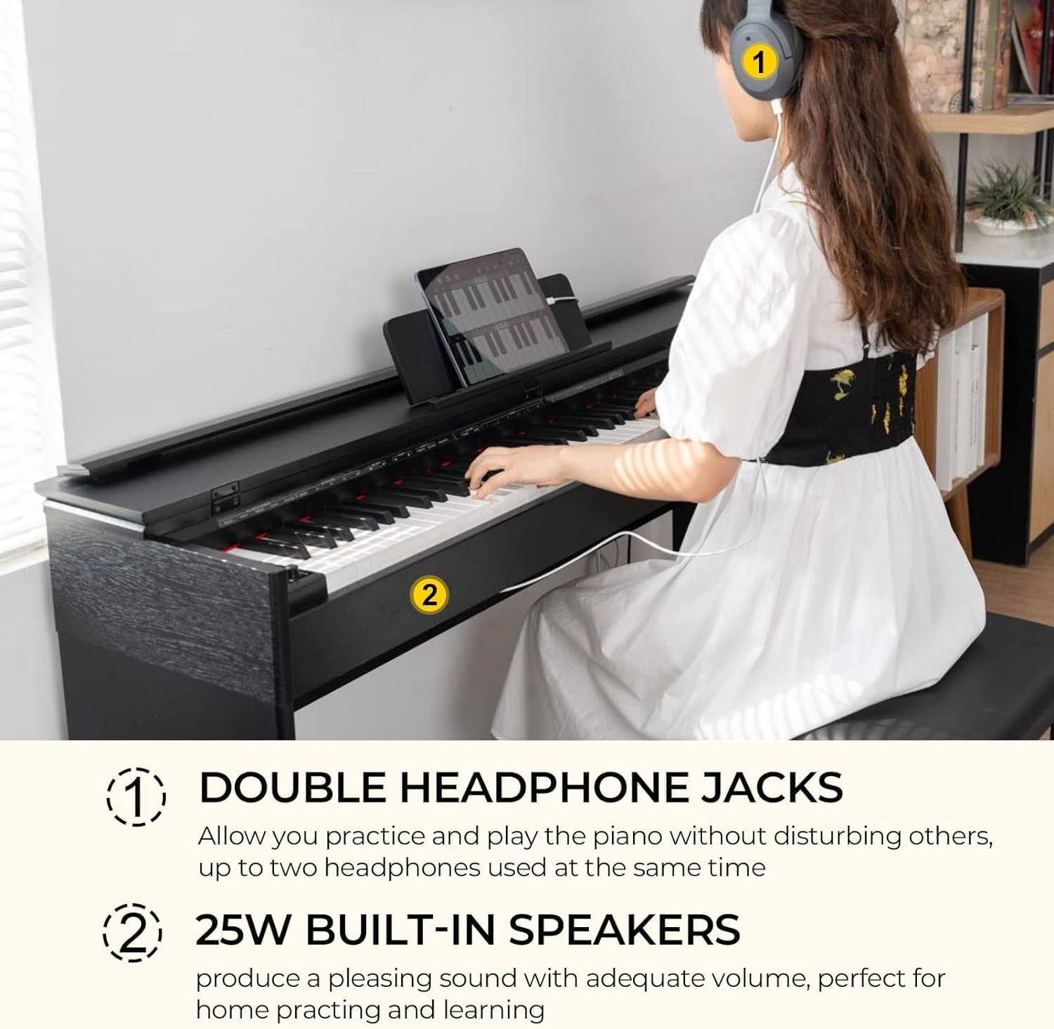 88 Keys Weighted Hammer Action Digital Piano with Furniture Stand F6717