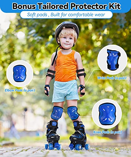 4 Sizes Adjustable Light Up Kids Roller Skates with Protective Gears Illuminating Wheels S29379