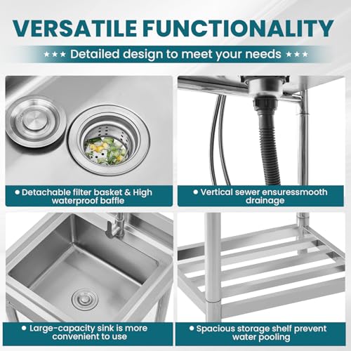 Stainless Steel Single Bowl Utility Sink 20" x 20" M5746