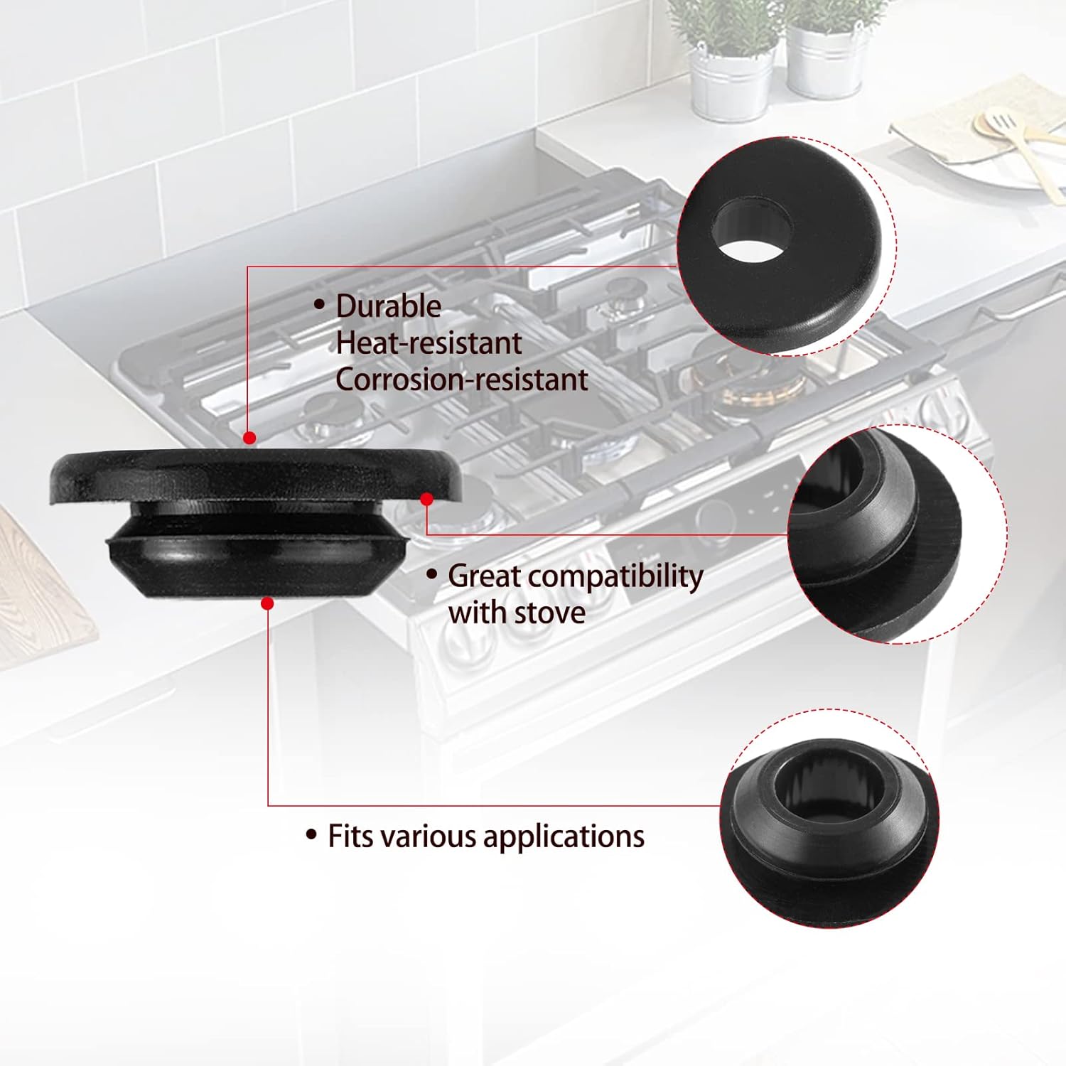 4 Pcs Rubber Grate Grommets for Gas Cooktop S7802