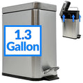 Stainless Steel 1.3 Gallon Step Pedal Trash Can with Lid I450224
