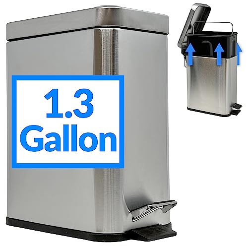Stainless Steel 1.3 Gallon Step Pedal Trash Can with Lid I450224
