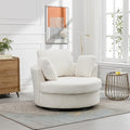 Ivory Sherpa Swivel Accent Barrel Chair with 3 Pillows B35188