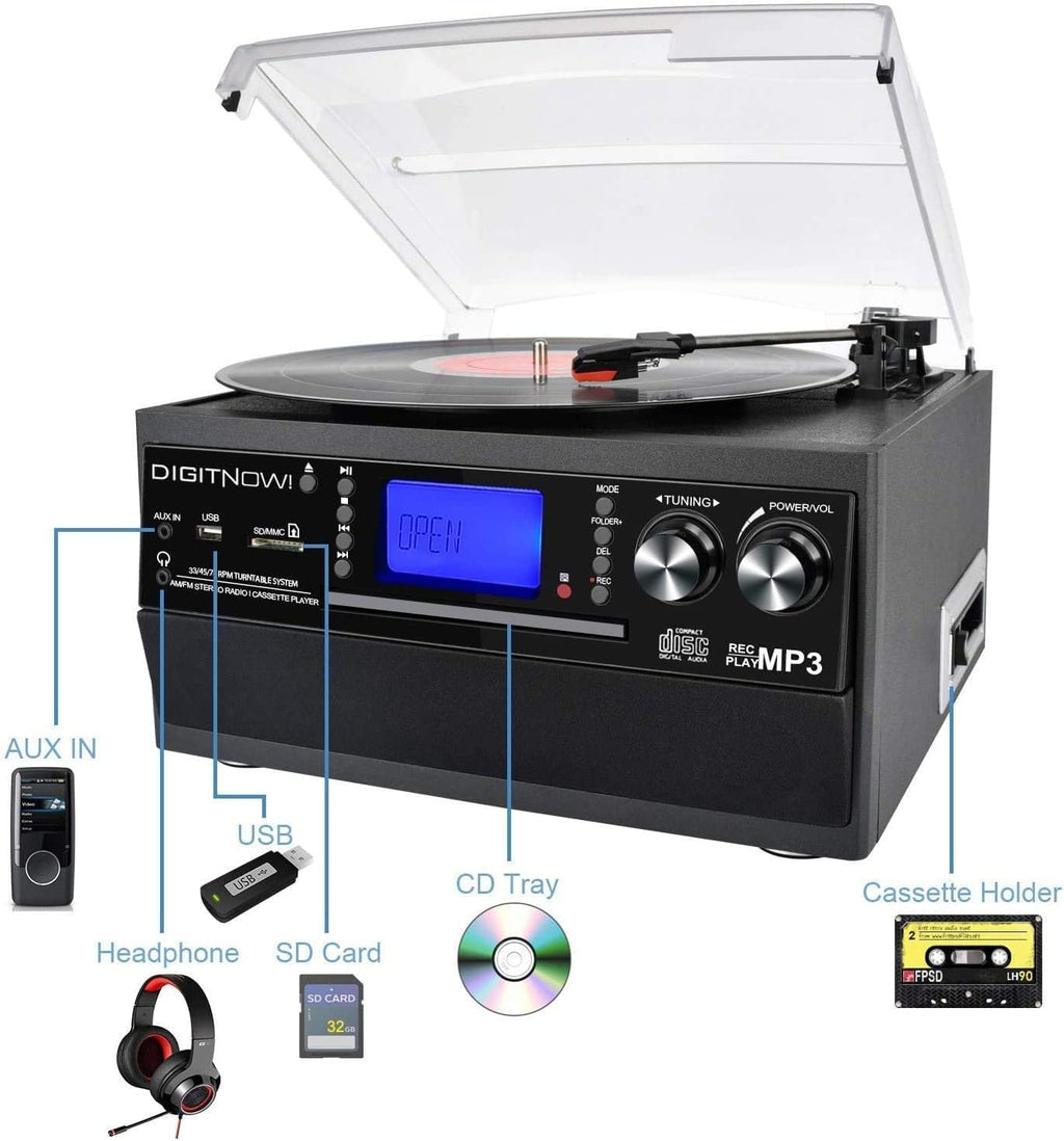 Bluetooth Record Player Turntable with Stereo Speaker G7954