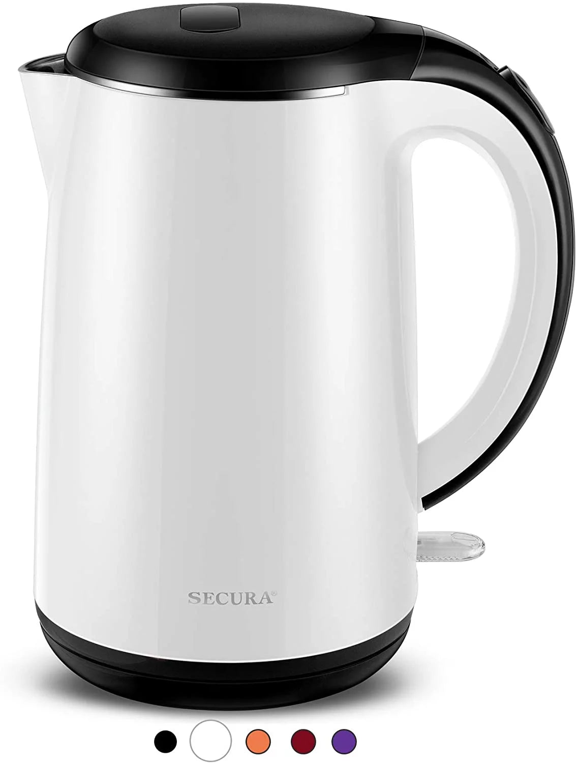 White Double Wall Electric Water Kettle 1.8 Quart L863436