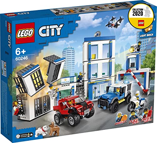 LEGO City Police Station Building Set with 2 Truck Toys, Light & Sound Bricks, Drone and Motorbike N320