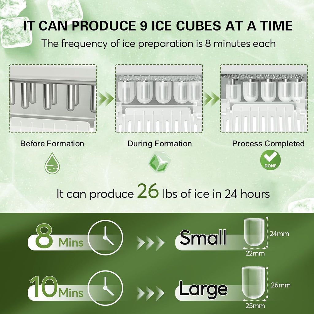 Black Portable Countertop Ice Maker Machine with Ice Scoop and Basket N839867