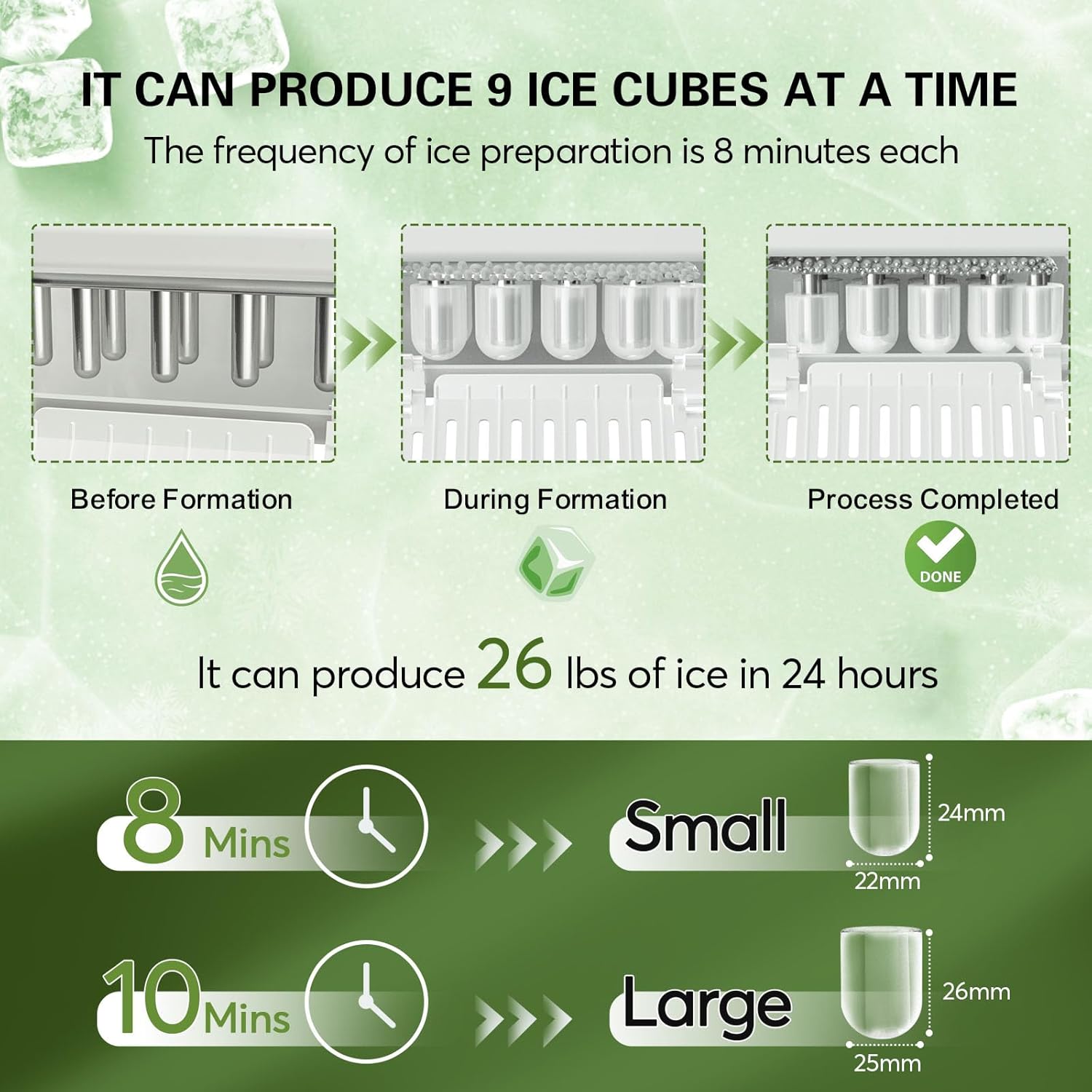 Black Portable Countertop Ice Maker Machine with Ice Scoop and Basket N839867