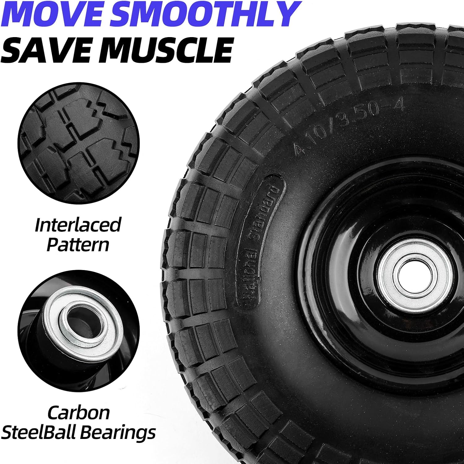 10" Flat-Free Black Replacement Tires 4 Pack C280