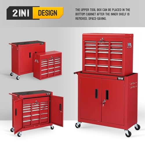 Red & Black 5-Drawer Rolling Tool Chest D1686