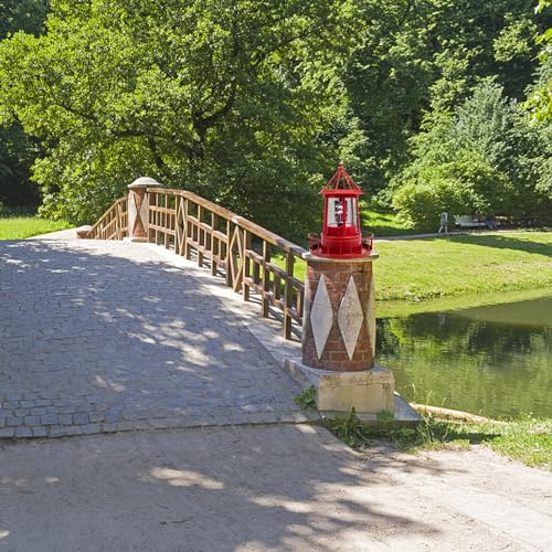 Red Solar Powered Rotating Lighthouse Lamp B9508
