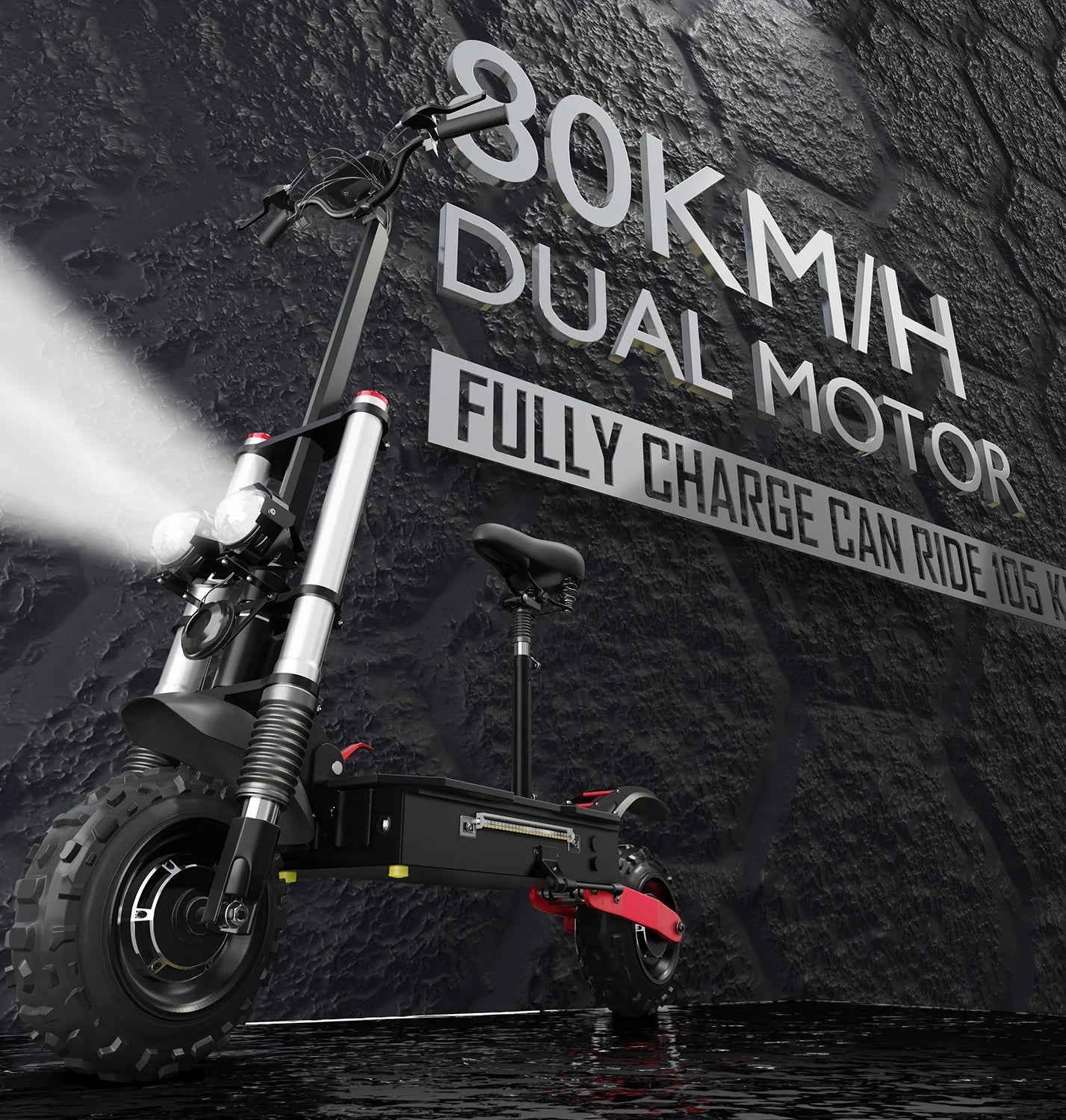 Dual Motor Electric Scooter with Seat, 60V 5600W, 11 inch Off-Road Tire E86627